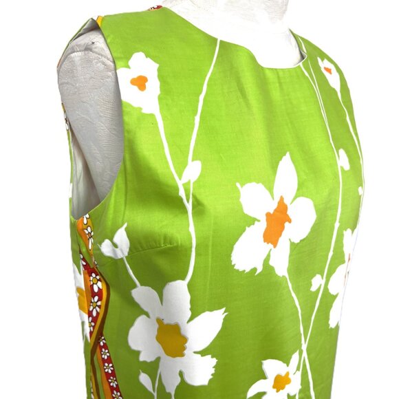 Screen Printed 60's Mod Groovy Flower Power Shift Dress Tunic MCM MOD VTG - Picture 4 of 13